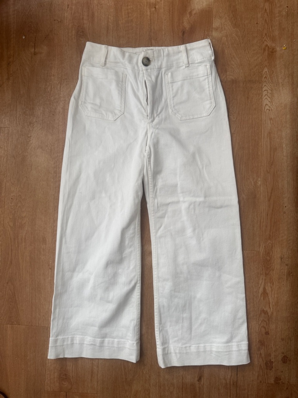 Maeve White Cropped Wide-Leg Jeans